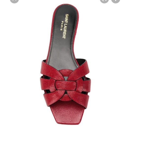 Saint Laurent Tribute Leather Slides 7 1/2 - Picture 2 of 7